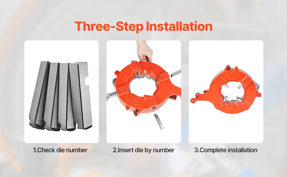 VEVOR Threading Machine Dies, 1/2-3/4 NPT Pipe Dies(4 Packs), Right-Handed HSS Pipe Threading Dies, Fit VEVOR Integrated Pipe Threading Machines