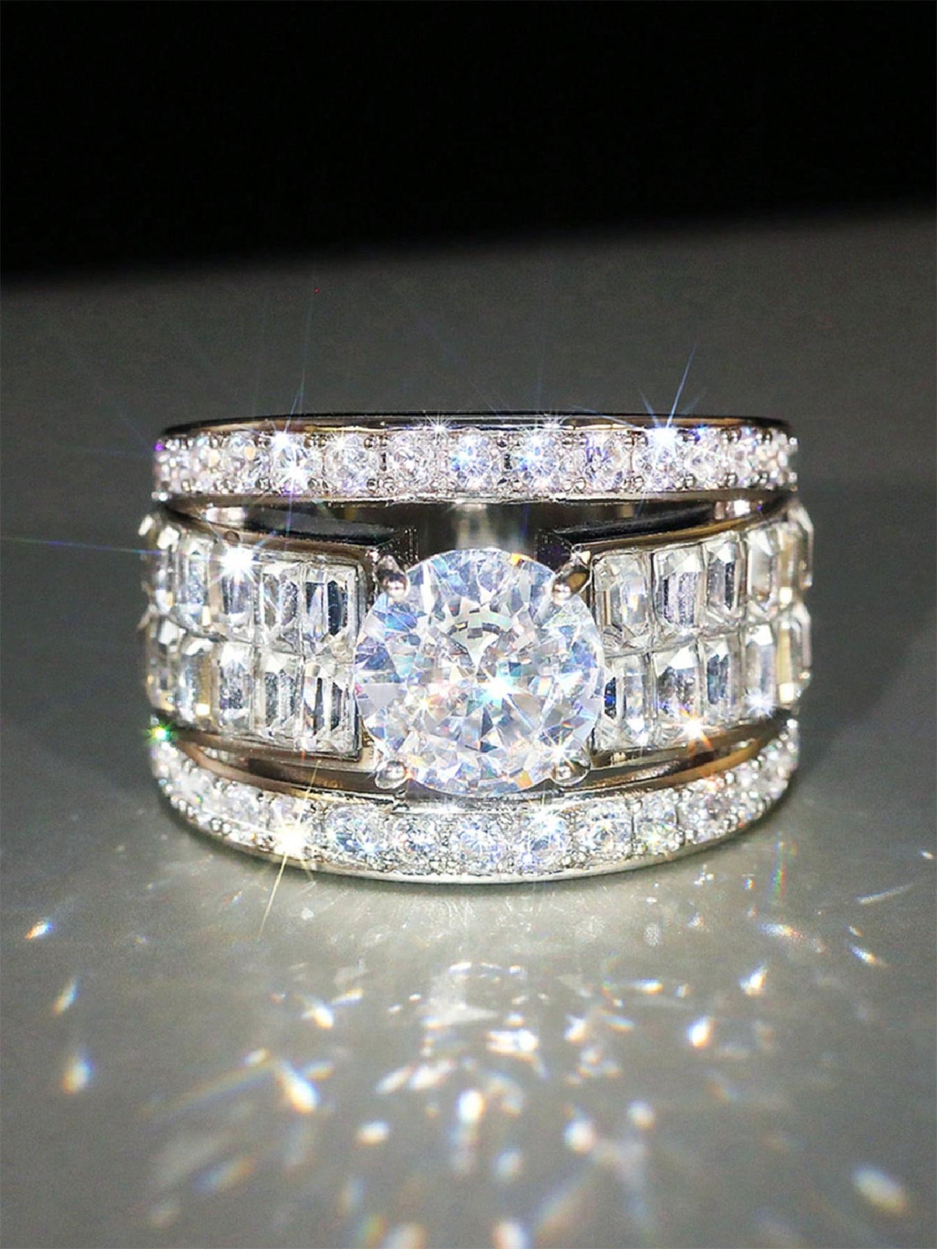 Fashion Artificial Crystal Decorated Ring, Statement Rings, Wedding Engagement Party Accessories for Women, Trendy Accessories for Party and Daily Life