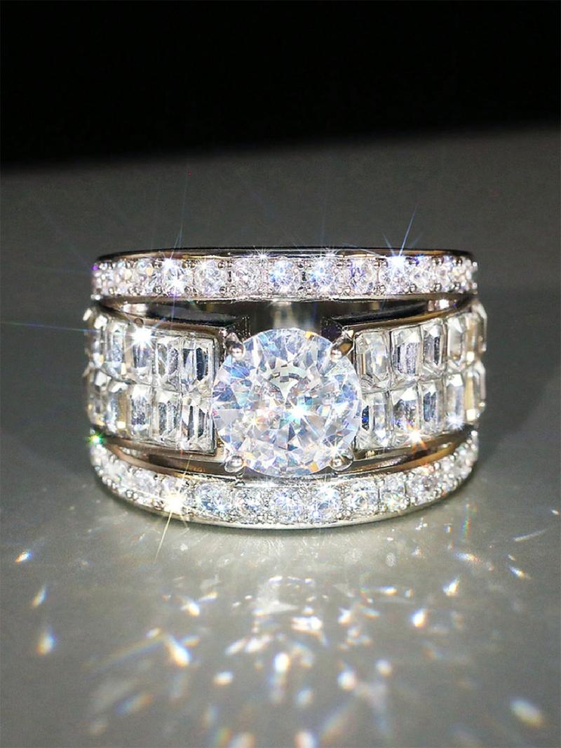 Fashion Artificial Crystal Decorated Ring, Statement Rings, Wedding Engagement Party Accessories for Women, Trendy Accessories for Party and Daily Life