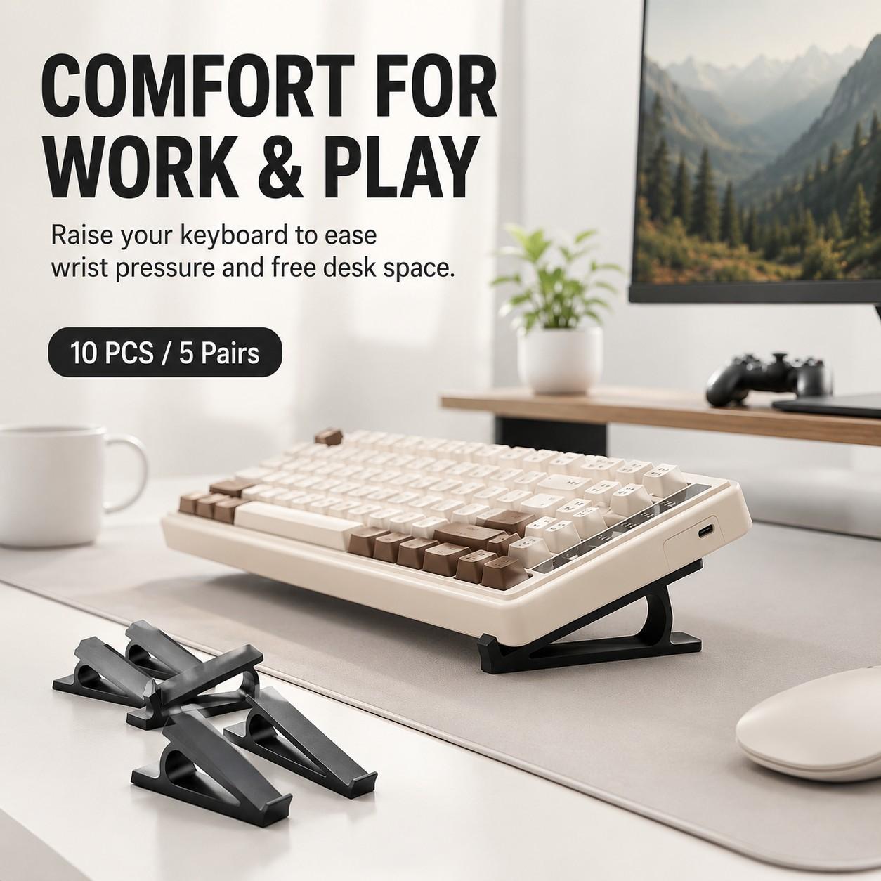 10pcs Ergonomic Keyboard Riser Stand, Non-Slip Universal Holder, Office & Gaming Dedicated, Comfortable Typing Solution, Gaming Setup Accessories