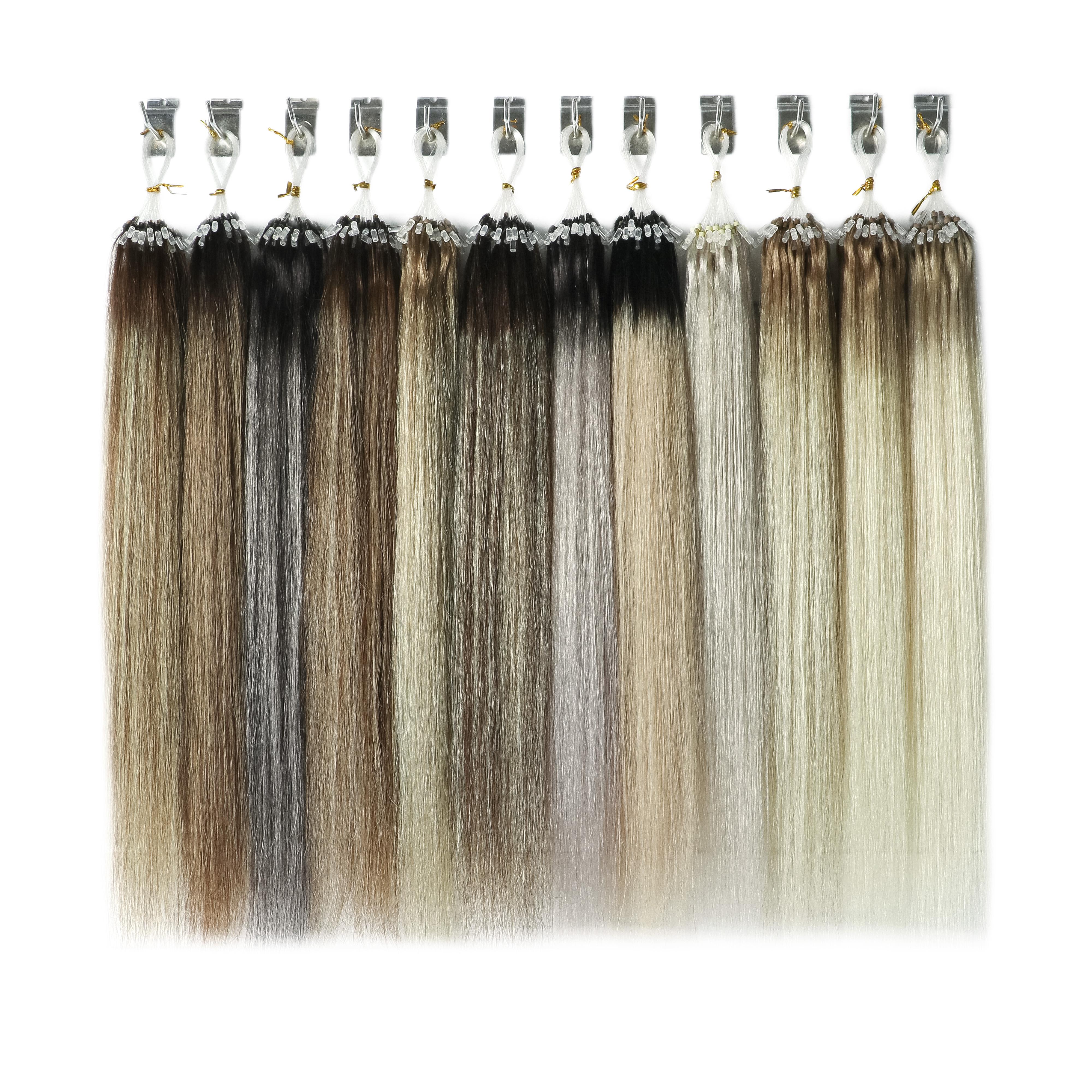 30g  Mixed Highlit Micro Beads Hair Extensions In Nano Ring Links Human Hair, 12 Colors Natural Straight Hair for Women, 16" 20" , Add Volume&Length, Blonde Brown Black European Hair, 50 Strands/pack Micro Beads Link Hair Extension