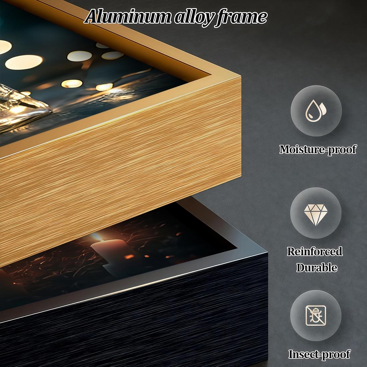 3 Counts Aluminum Alloy Framed Painting, White Lily And Glowing Star Art Pictures, Home Decoration For Living Room, Bedroom, Office, Restaurant, Hallway Wall Decor, Odorless Print Artwork, Luxury Perfect Gift For Friends And Family