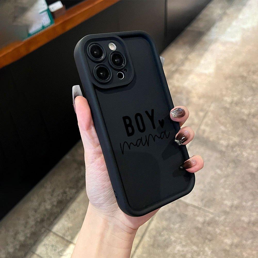 Creative Boy Mama Pattern Anti-Drop Soft Case Cover for iPhone 11/12/13/14 Pro Max/15 Pro/16 Plus/16 Pro Max, High-Quality Tpu Material