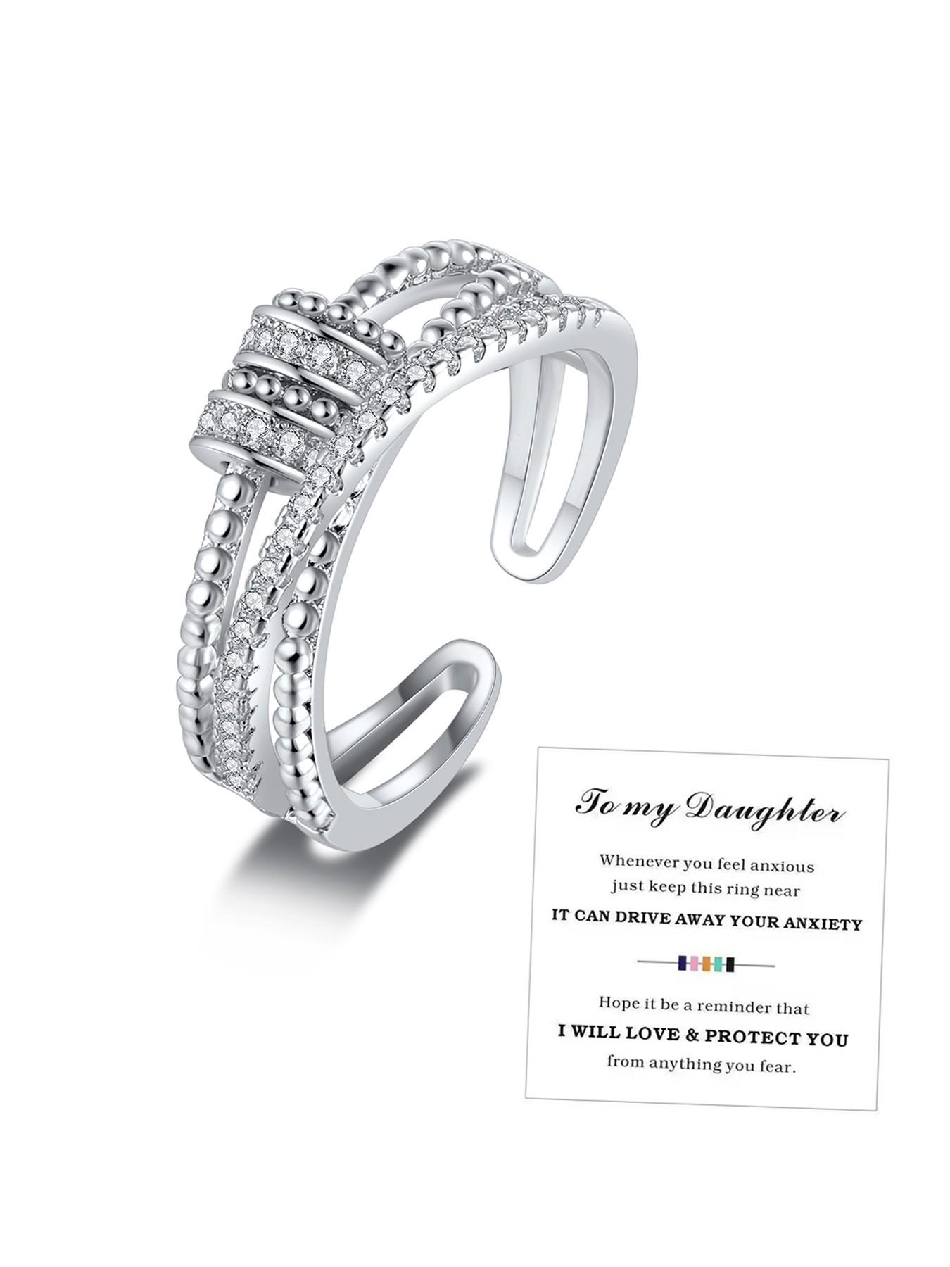 To My Daughter — Women's Stress-Relief Meditation Spinner Ring: Adjustable Fidget Jewelry with Spinning Beads—The Perfect Gift for Your Daughter or Stepdaughter (Ideal for Graduation Season)