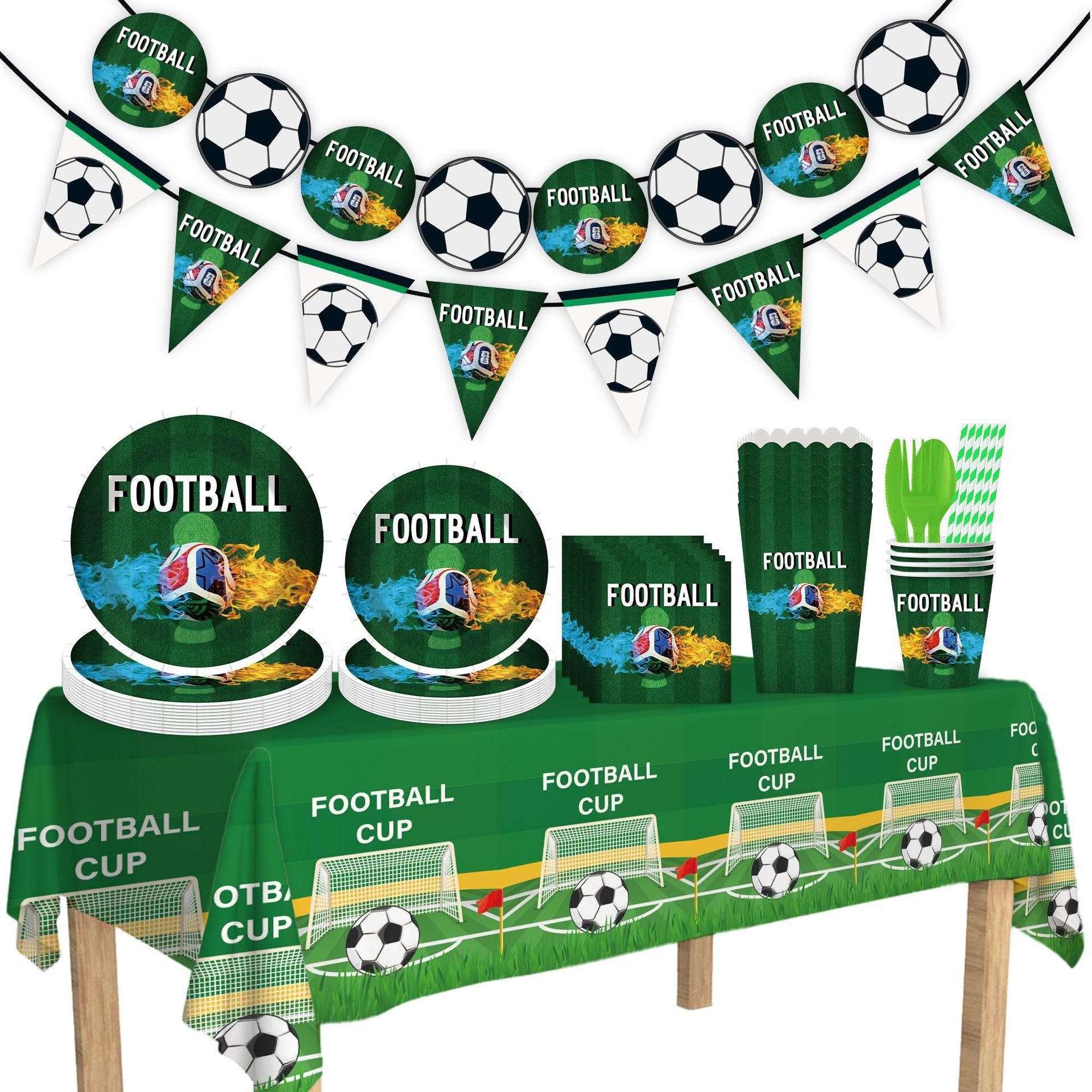 New World Cup football theme party birthday atmosphere arrangement disposable paper plate paper cup paper towel flag tablecloth set