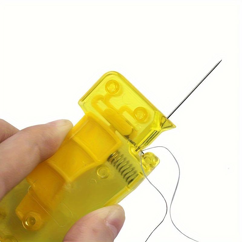 Lemon Yellow Automatic Needle Threader - Ergonomic Design with Sharp Metal Tip for Quick & Easy Threading, DIY Sewing & Crafting Tool for Beginners & Experts, Durable Sewing Supplies, Needle Threader Tool
