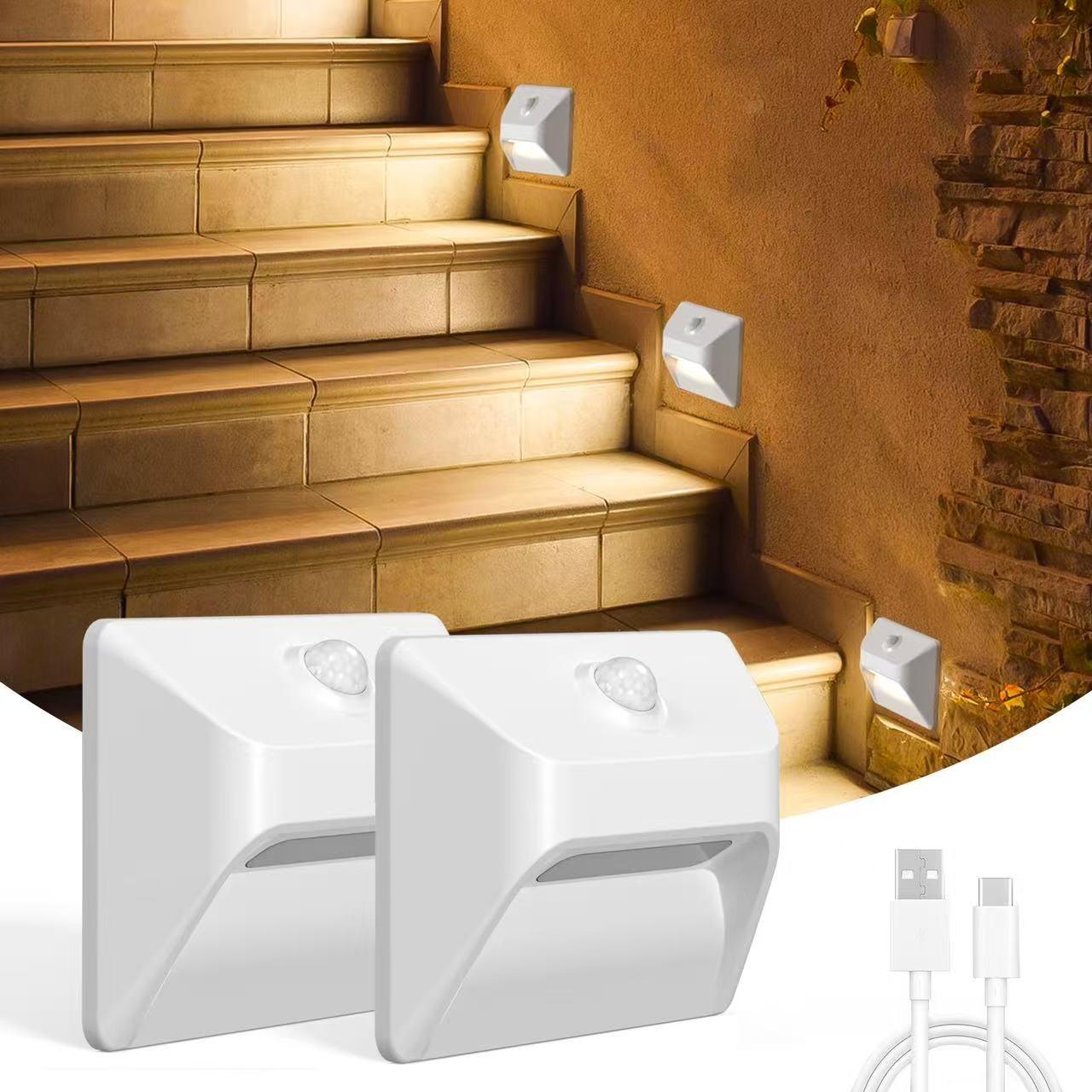 2-Pack LED Wall Lights, White & Warm Light with USB Charging and Magnetic Function, No Wiring Required, Suitable for Bedroom, Hallway, Entryway, Balcony and Indoor Household Lighting