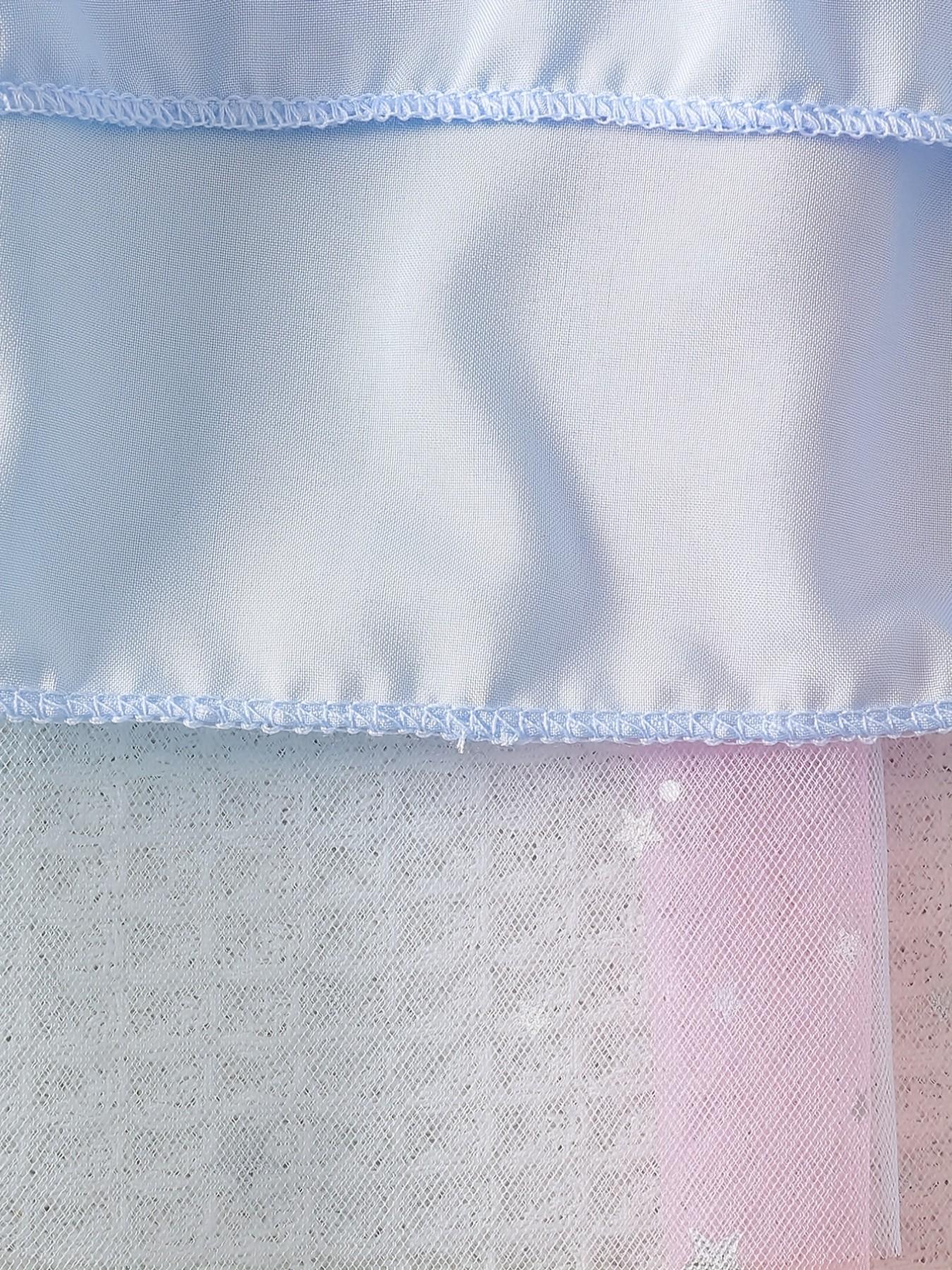 Beautiful Unicorn Print Dress for Girls, Blue Short Sleeve Princess Dress with Silver Color Stars, Casual Fitted Dress for All Seasons