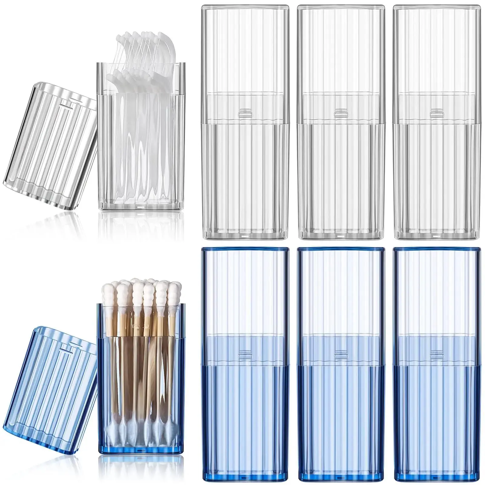 8 Pack Project Storage Box Portable Creative Storage Box Dental Toothpick Holder Floss Qtip Travel Case Transparent Flosser Disp