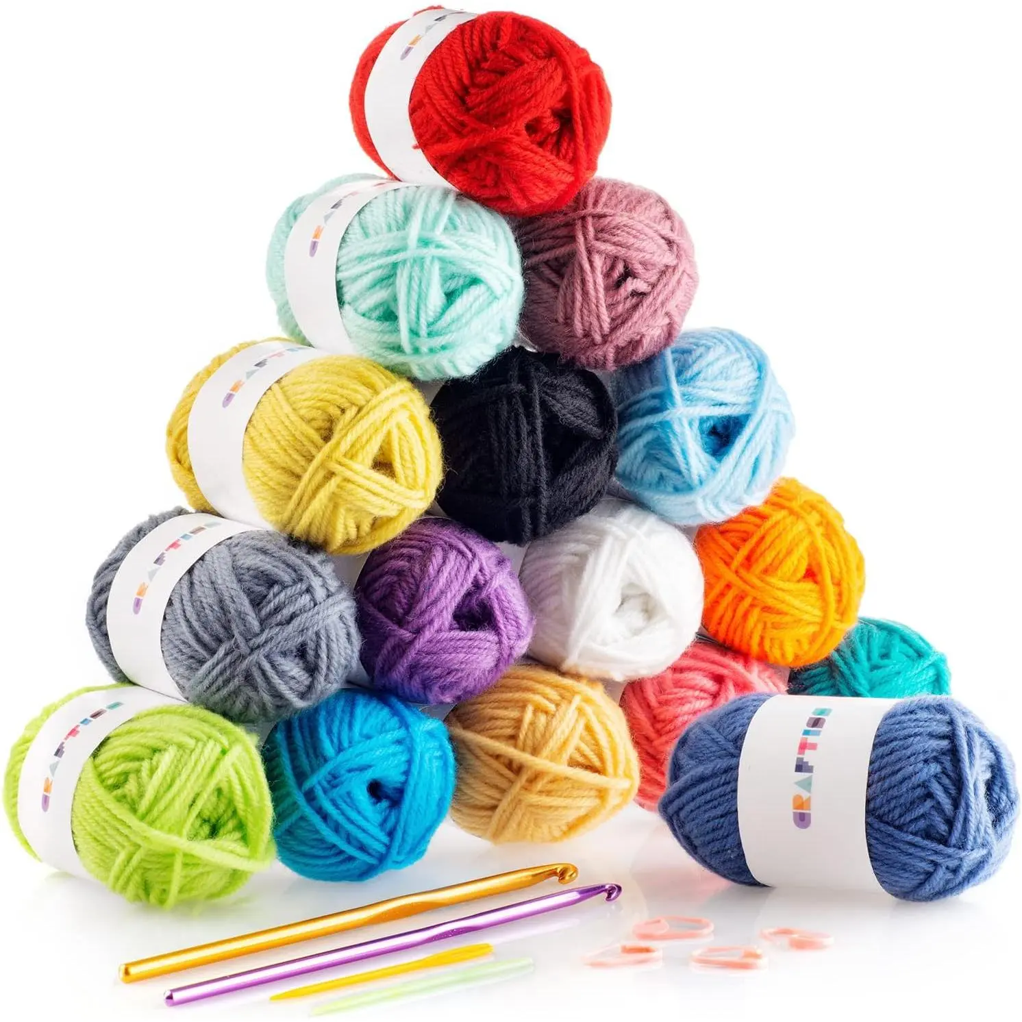 16 of 20g/0.7Oz  Yarn Mini Skeins - 700 Yards of Soft Yarn for Crocheting and Knitting Craft Project,  Starter Crochet Bulk Kit for Adults and