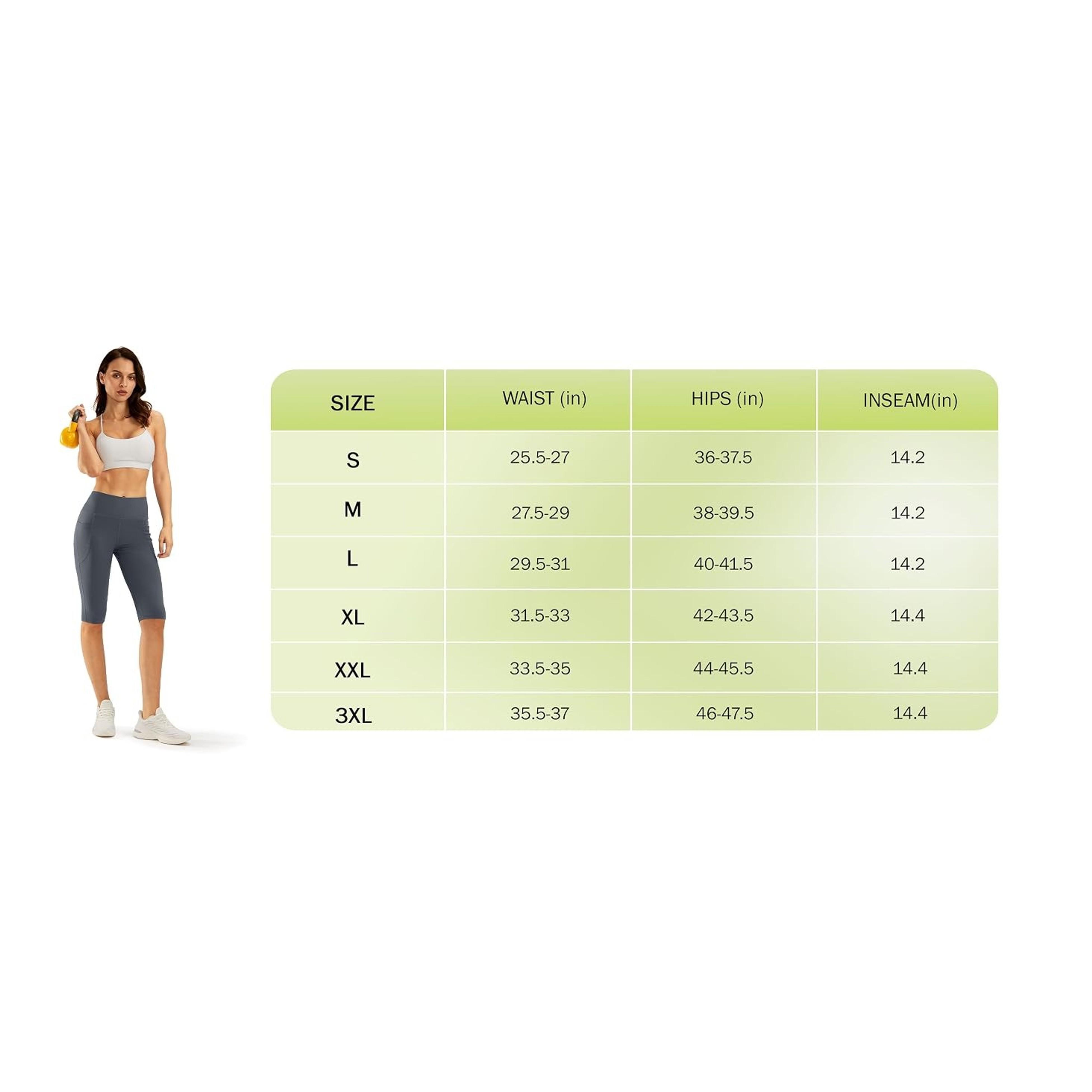 Women's High Waisted Knee Length Capri Leggings with Pockets for Workout Exercise YogaGift