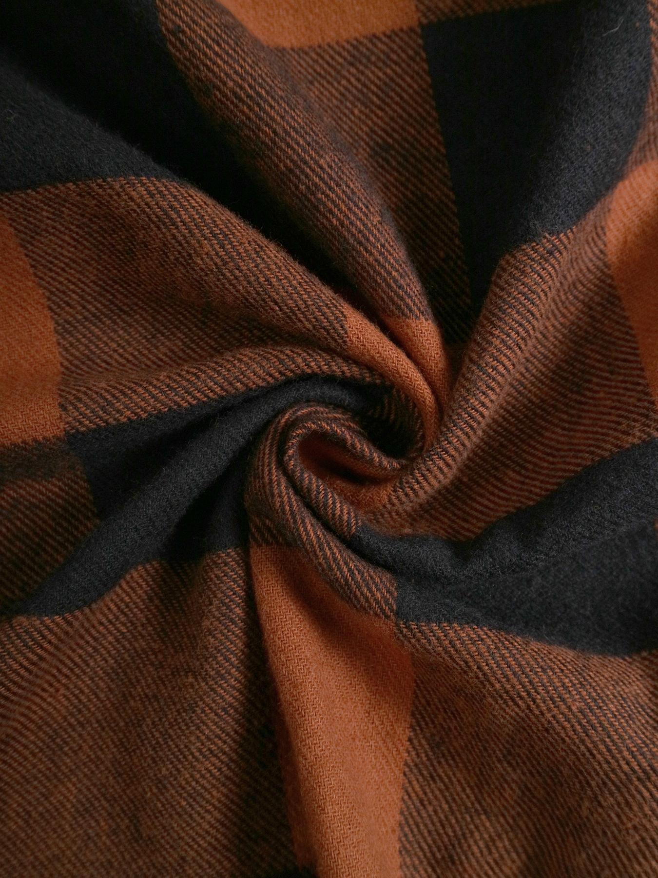 Women's Gingham Shirt, Casual Loose-Fitting Long Sleeve Top, Woven Fabric, All Seasons Wear, Moderate Thickness