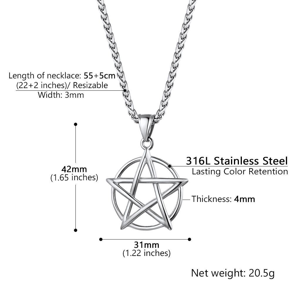 U7 Simple Pentacle Pendant Necklace for Men Women