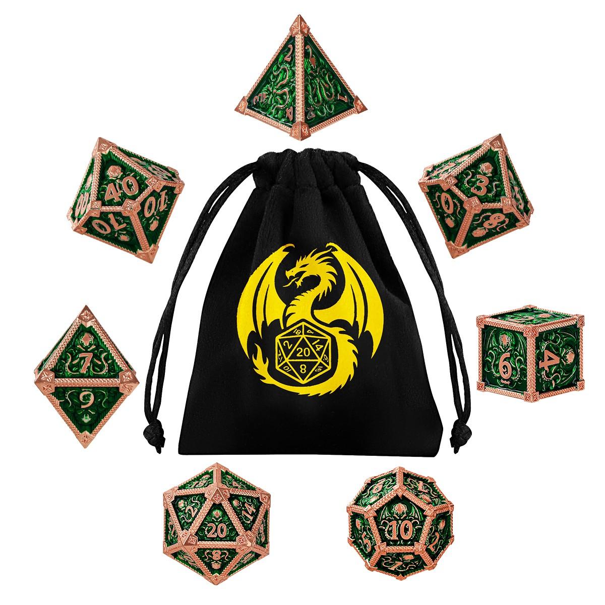 Metal Dice Set, Octopus Pattern, 7 Multi-Face Metal Dnd Dice Set, Dnd Starter Kit, Role-Playing Table Game Accessories