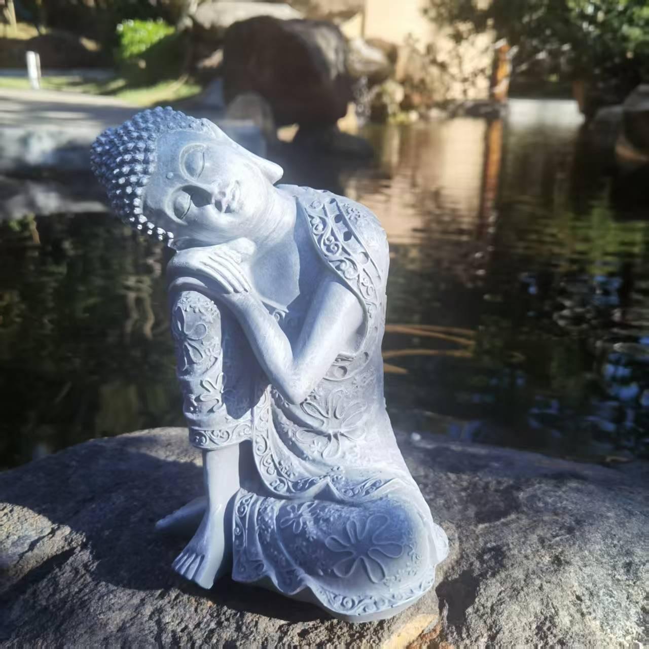 Resin Outdoor Sculpture for Home and Garden Decor, Handmade Buddha Statue, Feng Shui Ornament, Durable Resin Material, Gift Idea