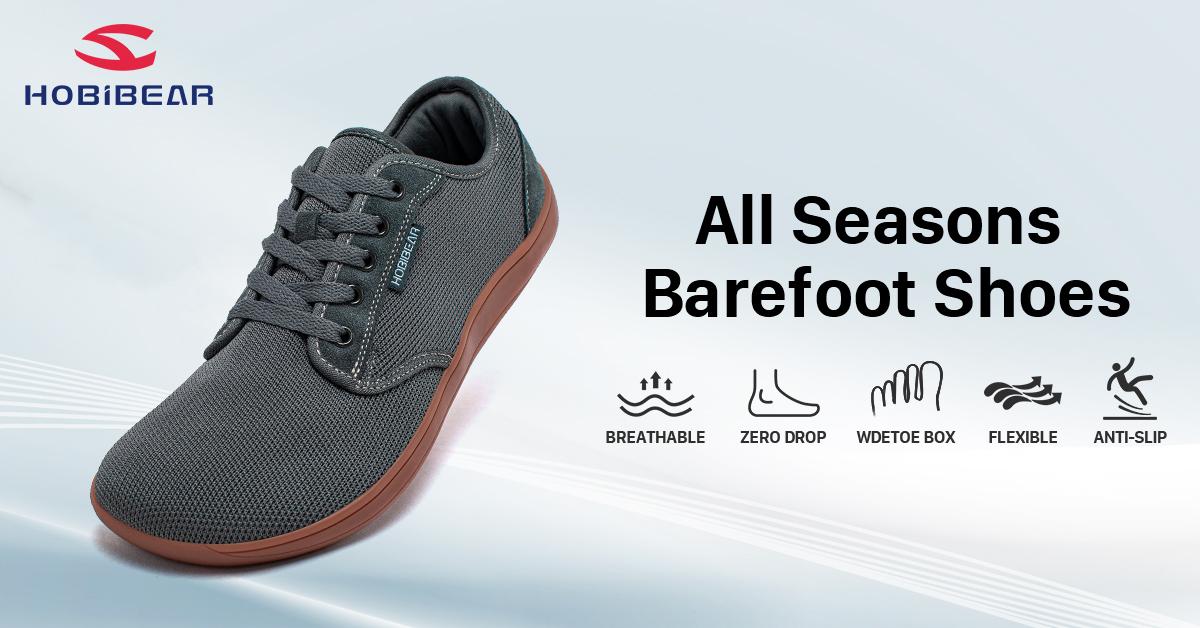 HOBIBEAR Wide Minimalist Barefoot Shoes for Men & Women - Zero Drop Sole, Optimal Relaxation, Breathable Knitted Upper, Wear-Resistant Rubber Sole, Versatile for Running, Walking, Hiking, Yoga, Gym, Weightlifting, Water Sports - Outdoorfun