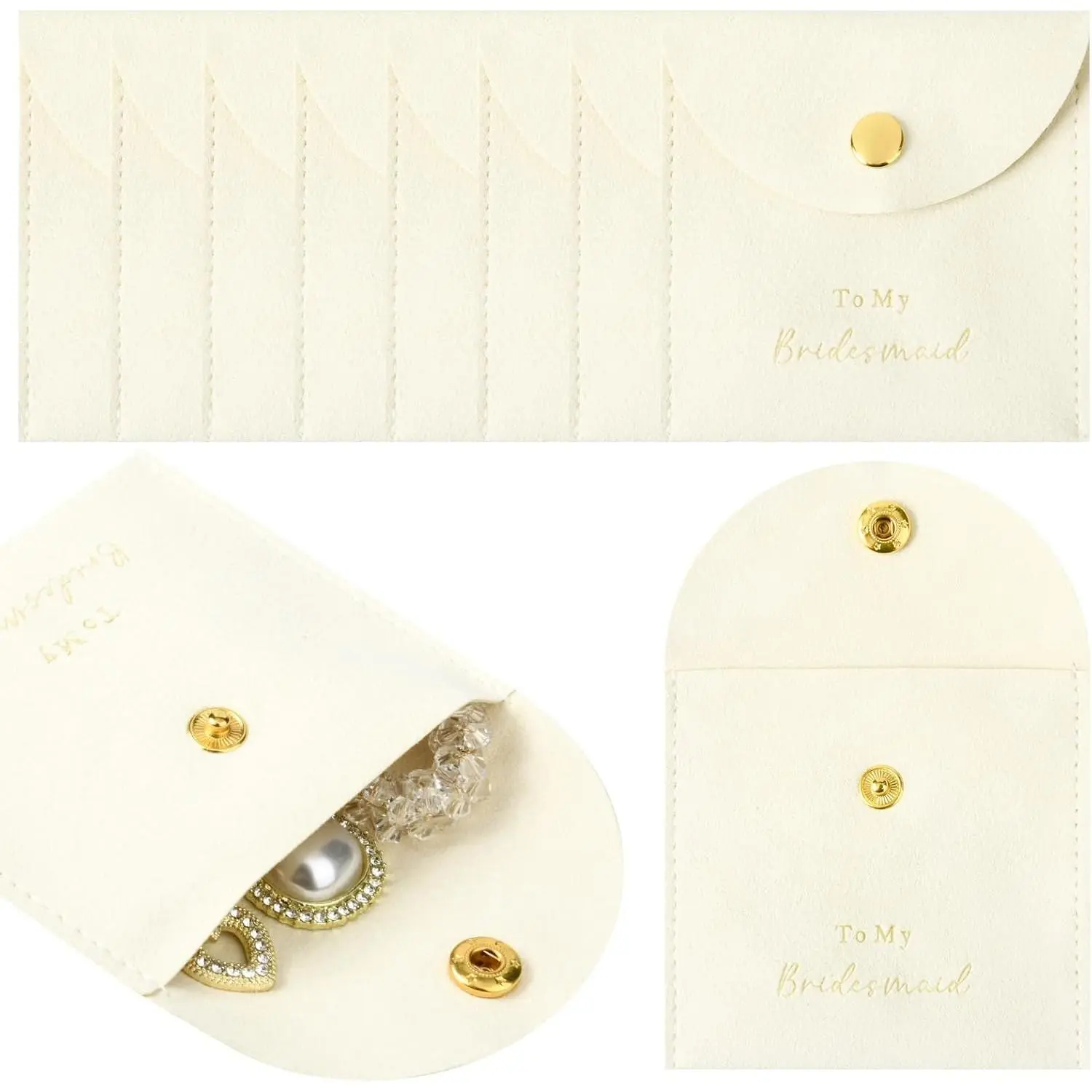 Bags Bridesmaid Gifts Set of 8  Small  Pouch with Button Bracelet Earring Necklace Packaging Bridesmaid Proposal  Bags Bridal Party Favors Gifts ()