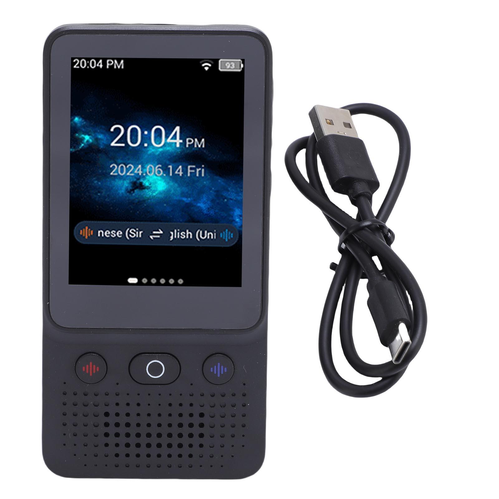 Language Translator Device 1000mAh Battery 3.0 Inch  5MP Camera Portable Smart Voice Translator Black for Learning