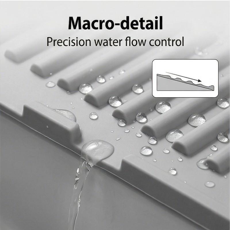 1pc Silicone Sink Faucet Splash Guard with Sloped Drainage, High Backing Water Catcher Mat, Non-Slip Sink Organizer Tray for Soap & Sponge, Waterproof Countertop Protector for Kitchen & Bathroom