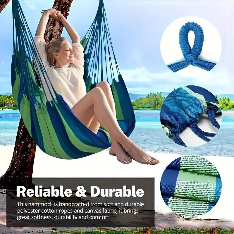 1pc Hanging Bed Swing Seat, Foldable Hammock Chair, Colorful Striped Comfortable Swing Chair, Best Camping Gear Outdoor