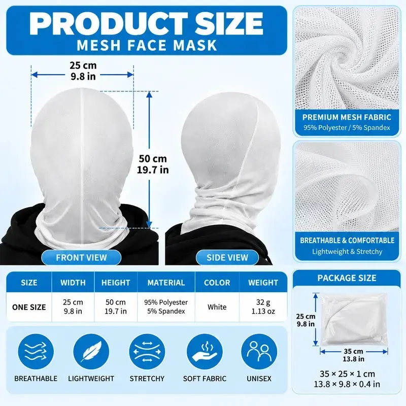 Horror Halloween Cosplay Balaclava Full Face Stretch Mesh Mask Creepy ...