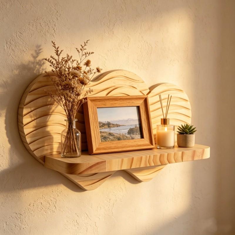 Universal Wall-Mounted Floating Shelf, Wooden Rustic Storage Display Rack, Durable Shelving for Bedroom, Living Room, Bathroom, Kitchen, Office