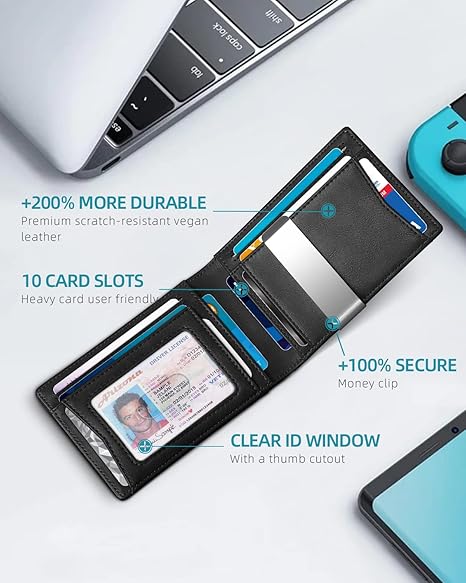 Zitahli Leather Airtag Slot Wallet with Money Clip RFID Blocking For Men Card Holder Gift Box included Cartera Para Hombre Outdoorfun Luxury
