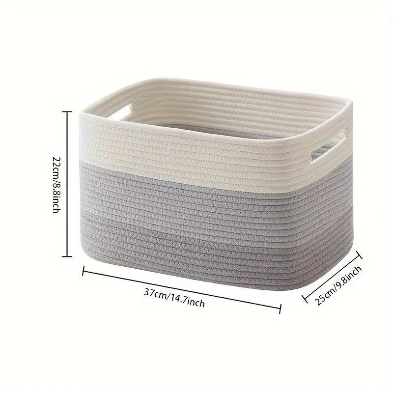 Large Capacity Woven Storage Basket, Rectangular Desktop Organizer Bin, Handled Laundry Hamper, Durable & Versatile Design, Clothes Basket Organizer