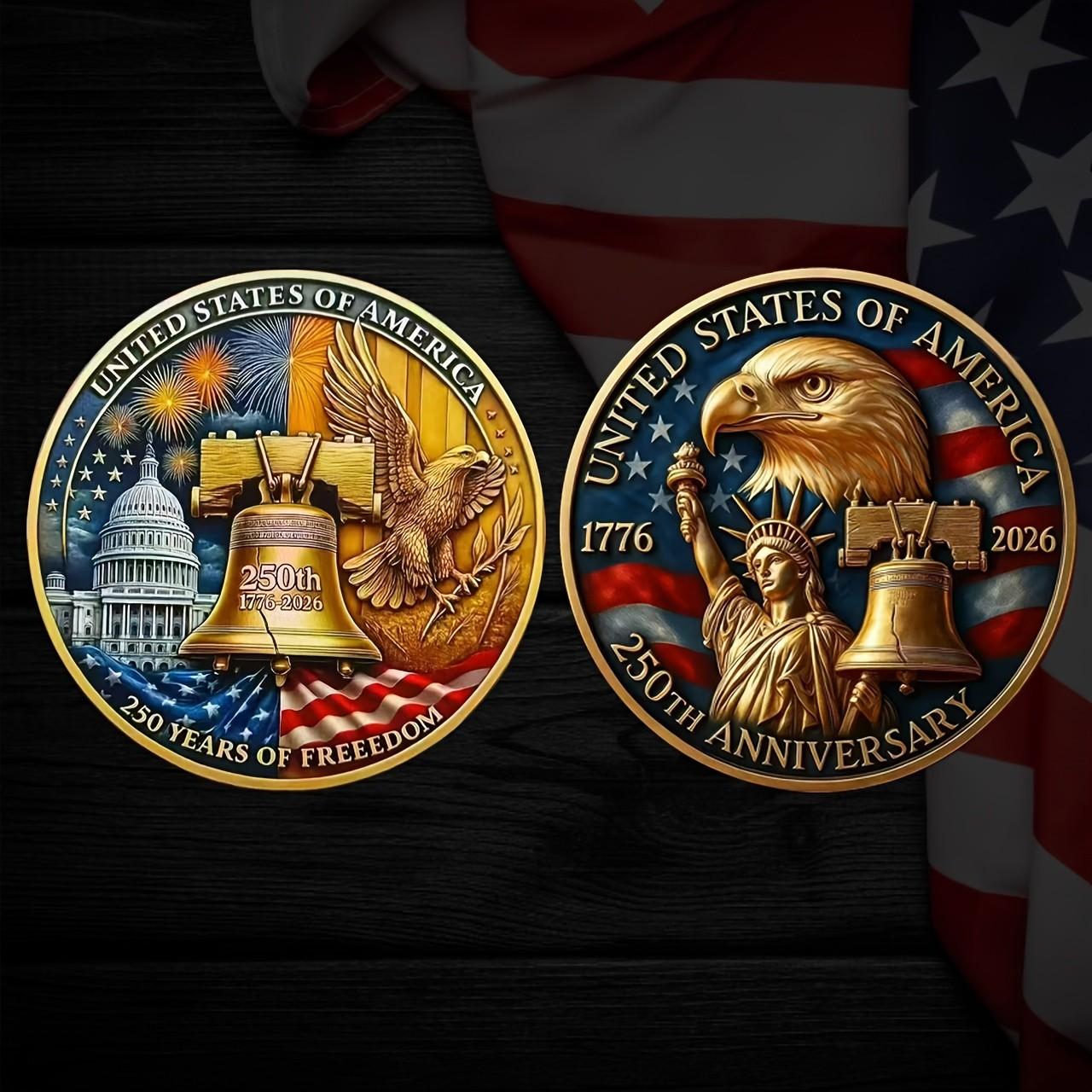 Reproduction Coin 250th Anniversary Set, Military Challenge Coins with Capitol Building & Eagle Design, Limited Edition Gift for Collectors