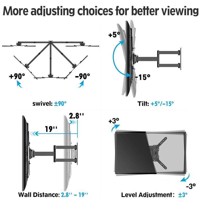 MOUNTUP 26"-60" Full Motion TV Wall Mounts, Swivel, Tilt and Extend TV Mount, for TVs up to 77 lbs, Max VESA 400x400mm, MU0009 tv stand