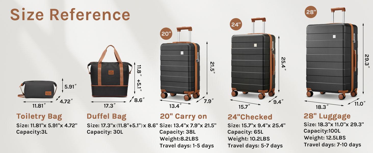 28 inch Travel Luggage Suitcase Set Large Capacity, Lightweight Durable, TSA Lock, Smooth Spinner Wheels, YKK Zippers