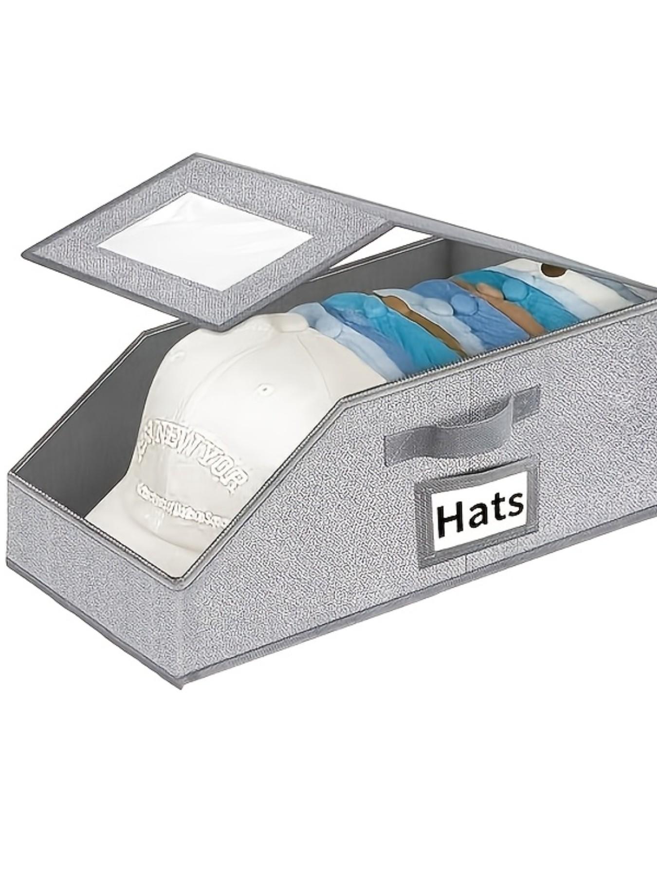 Baseball Cap Storage Box, Stackable Design with Transparent Lid, Flip-Top Access for Easy Organization, Ideal Wardrobe Solution