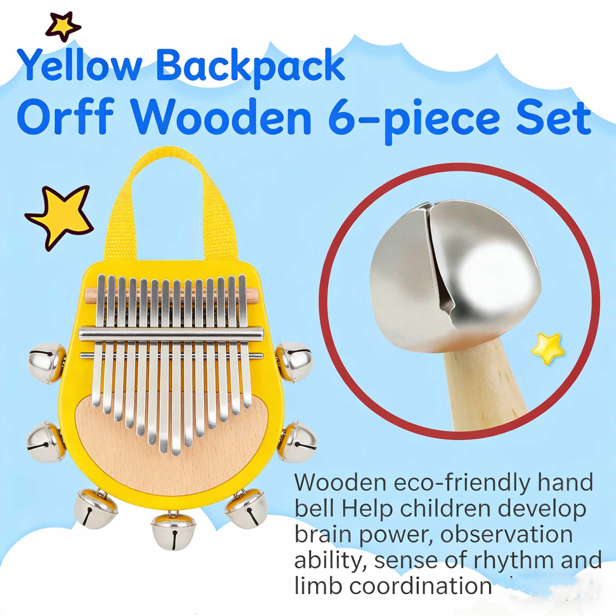 Orff Wooden Percussion Instrument Set, 6-Piece Musical Toy Kit, Natural Wood Design, Ideal Gift for Kids & Early Learning