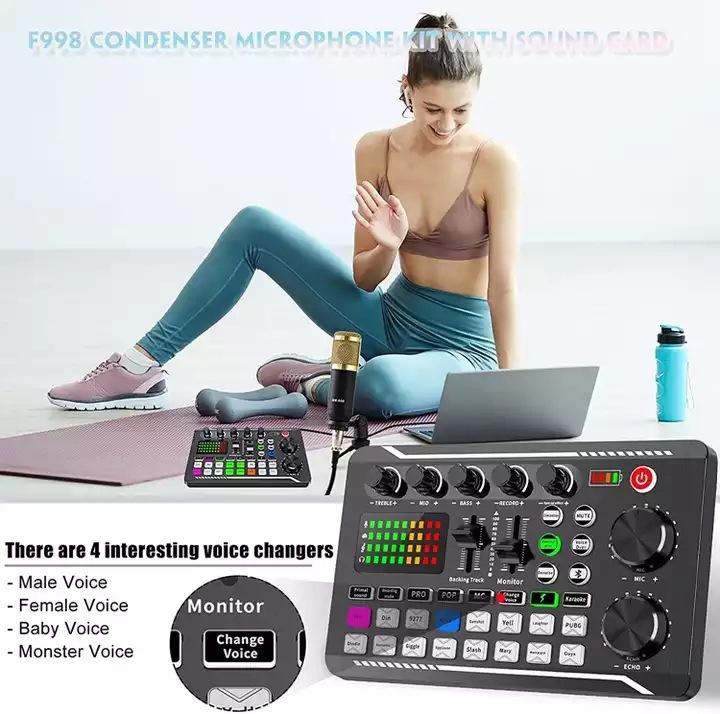 F998 Podcast Equipment Bundle, Live Sound Card With BM800 Microphone Condenser For Smartphones Bluetooth Connection,For YouTube TikTok Twitch Gaming DJ Audio Recording, Broadcasting, Live Streaming