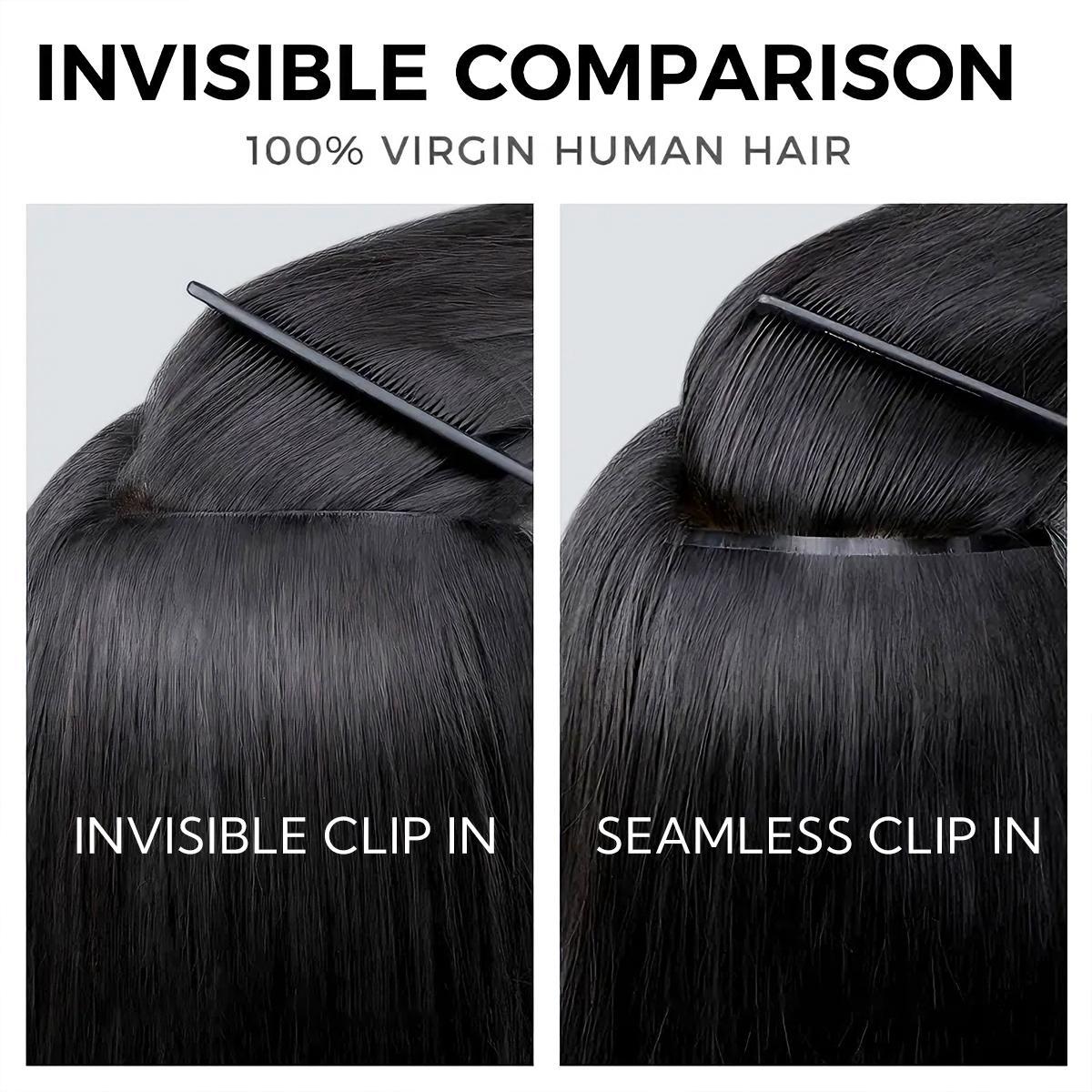 Mscoco Clip In Human Hair Extensions invisible And Seamless Yaki Straight/ Body Wave/ Silky Straight Real Human Hair Clip In Quick Weave No Salon Needed 7pcs/pack Easy To Install