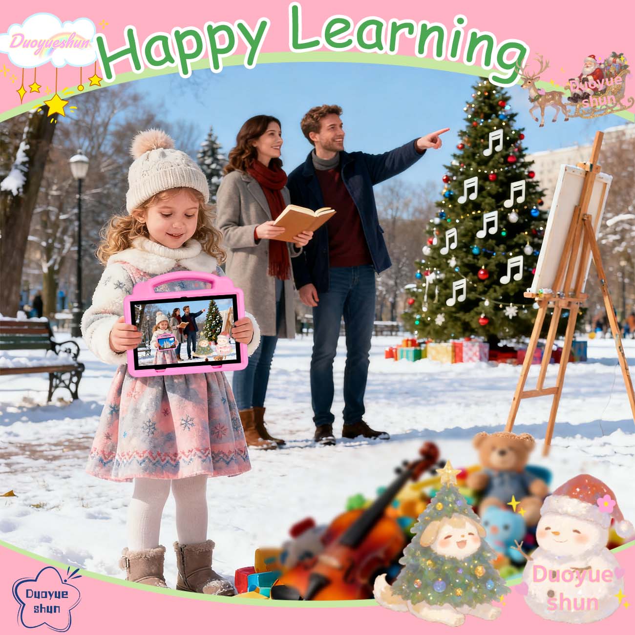 10.1 Inch Tablet PC Student Tablets for Education & Learning, Dual Camera Parental Control, Shockproof Case, Android Os, Blue Colors