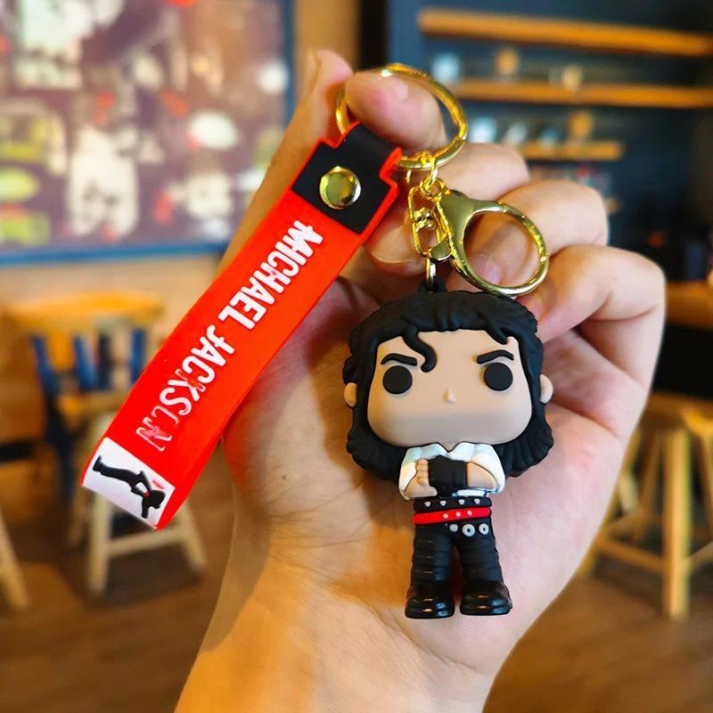 3pcs Michael Jackson Keychain Music Idol Doll Machine Key Chain