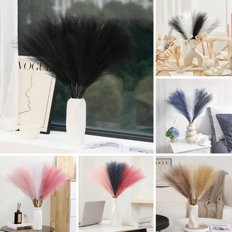 14pcs Artificial Pampas Grass, Tall Faux Fluffy Reed Grass, Large Fake Pompom Branch Plants for Floor Vase Fillers, Floral Arrangements, Boho Home Kitchen Decor