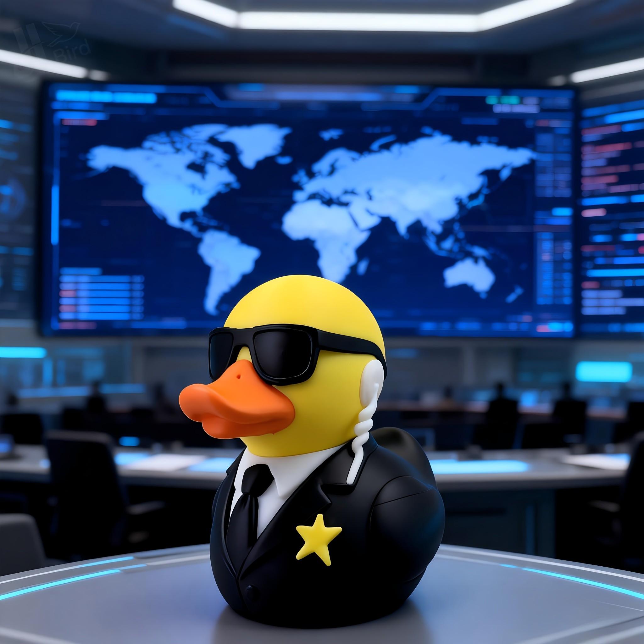 Security Agent Duck Figurine, Cute Style Collectible Handmade Toy, Home Bookshelf Desktop Decoration Ornament, Creative Art Display Piece