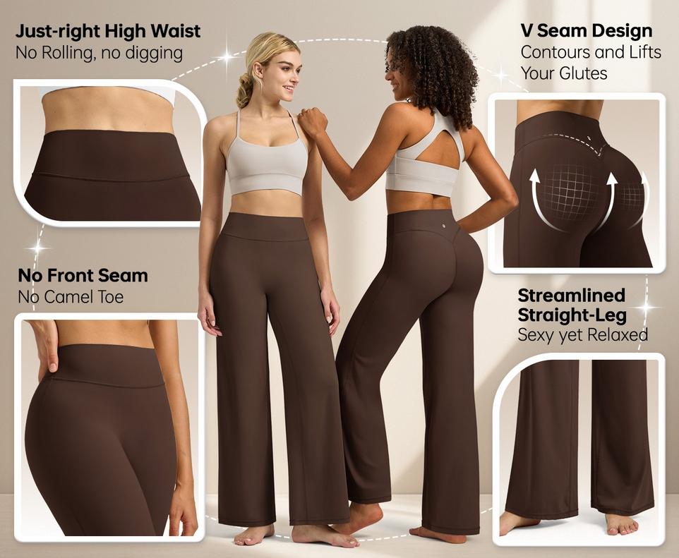 30‘’ Inseam Loose Casual Straight Leg Leggings for Women, [Fit for Height 5‘25''-5’45‘’]; Workout Leggings Womens No Front Seam Straight Leggings High Waist Buttery Gym Yoga Pants, Yoga Pants Women High Waist Stretch Casual Soft Straight Leg Bottoms
