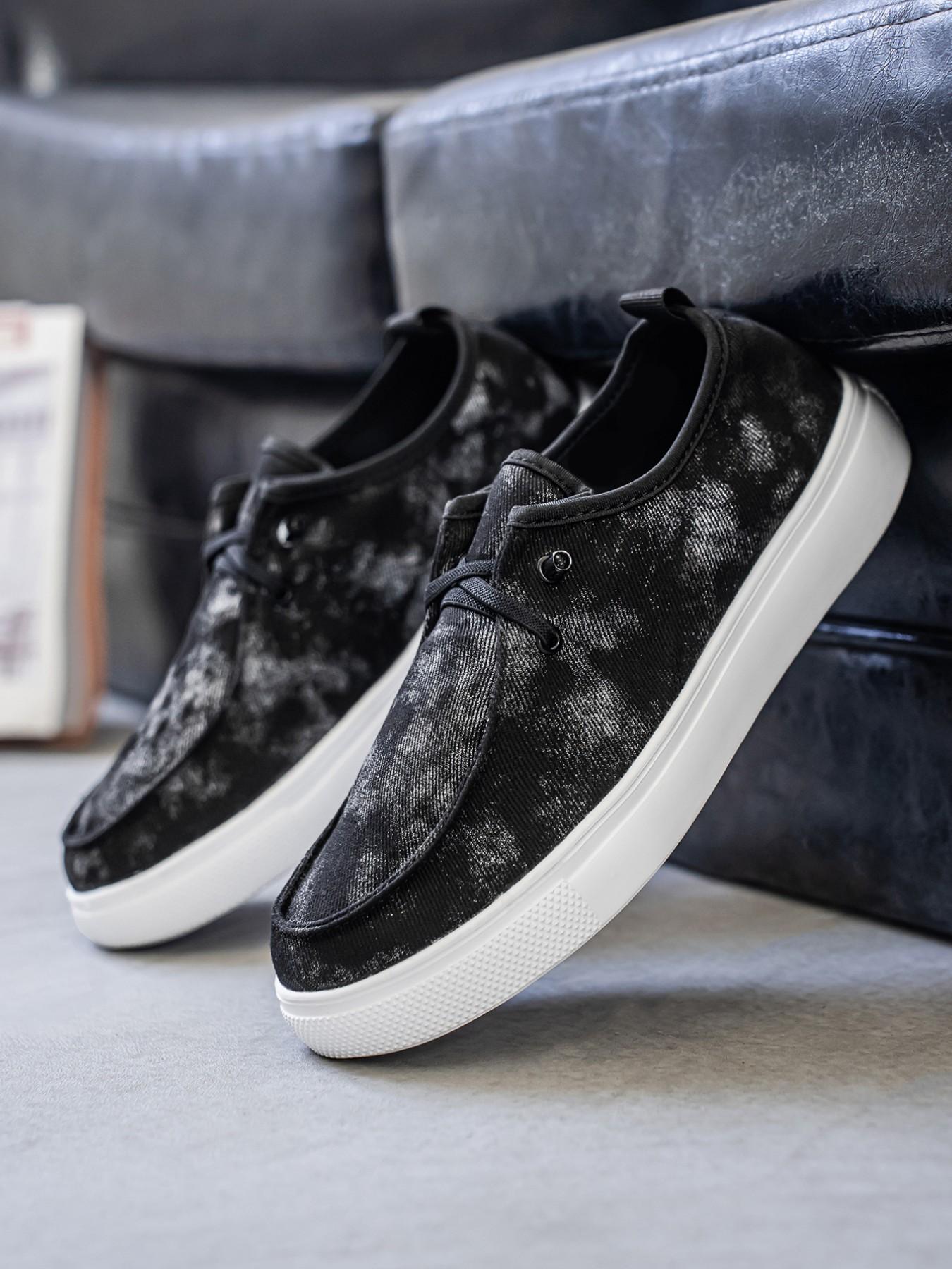 Washed Vintage Style Slip-On Canvas Shoes, Comfortable Breathable Thick Sole Men's Sneakers, Retro Streetwear Casual Footwear for Students