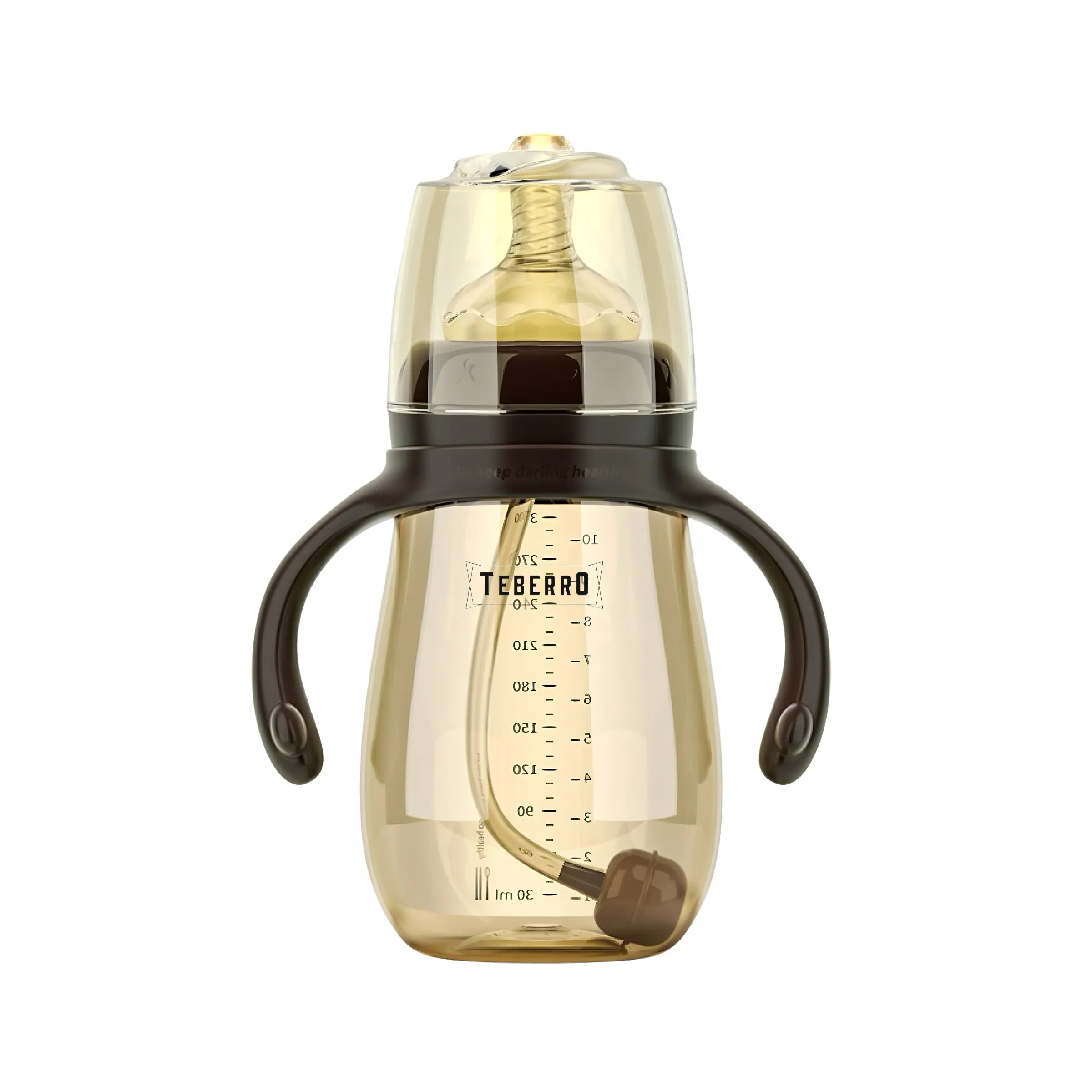 Anti-colic Baby Bottle, 1 Piece Baby Straw Sippy Cup with Handles, BPA-free Wide Neck Breastfeeding Bottle for Newborns and Infants