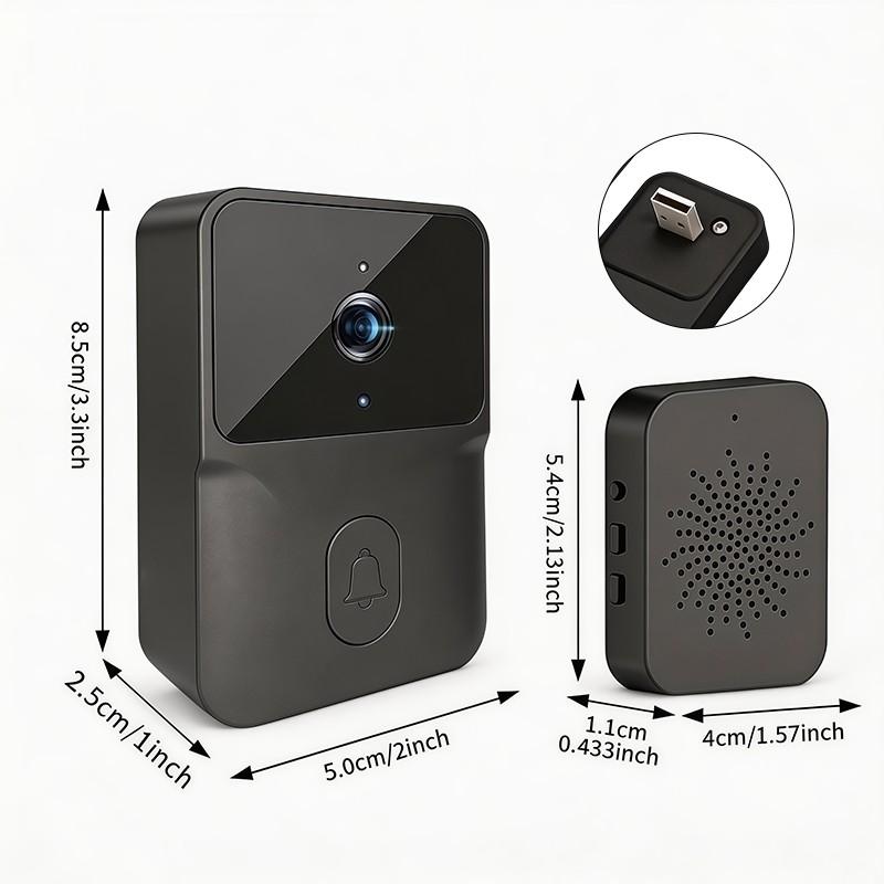 Mini 2.4g WiFi Doorbell with Camera, Smart Home Security Camera, Two-Way Voice, Remote Viewing, Night Vision, Rechargeable Battery