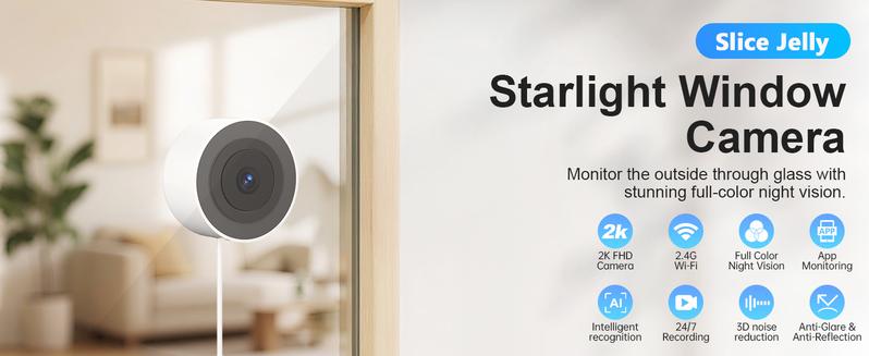 2K HD Window Security AI Camera, 4MP WiFi Indoor Camera with Starlight Night Vision & AI Smart Alerts for Home