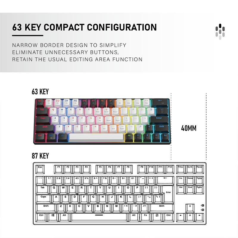 ZIFRIEND KA646 63 Keys Mechanical Keyboard Wired 60% Layout Mini