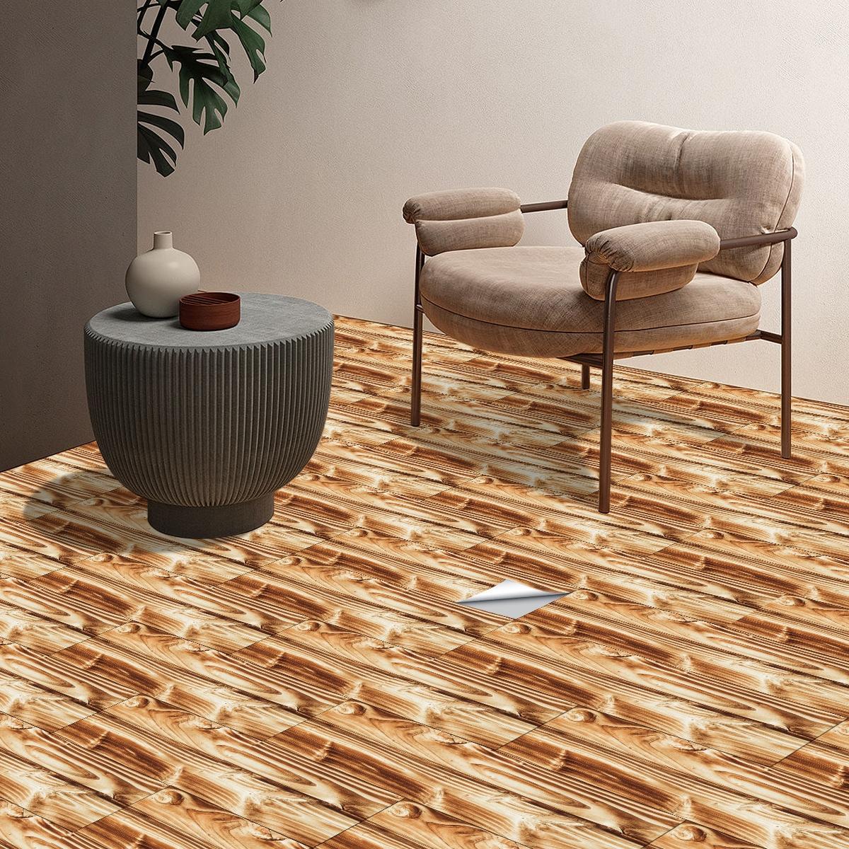 Dark High Gloss Wood Peel and Stick Floor Tiles, 5/10/20pcs 15.75x5.91in PVC, No Glue, Waterproof, Durable Flooring