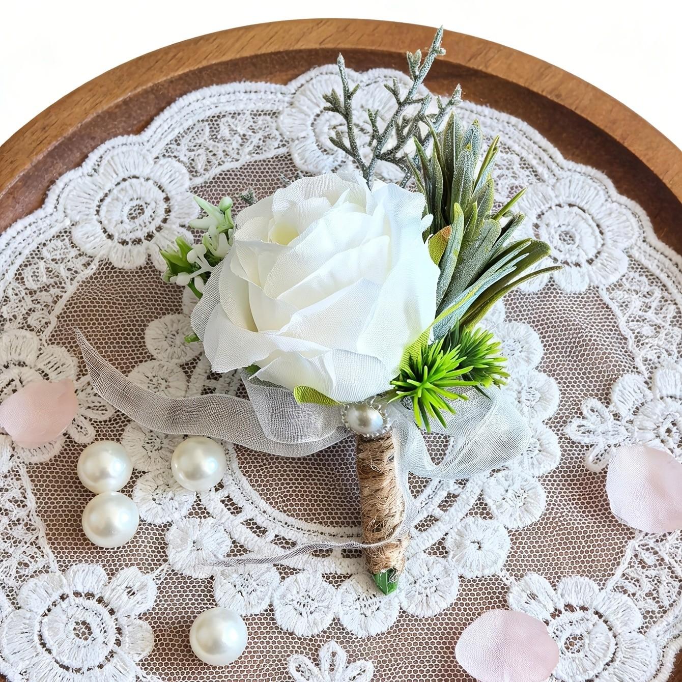 Artificial Rose Flower Boutonniere for Groom, Men's Wedding Flowers, Graduation Party Decoration, 3pcs/2pcs/1 Pc, Elegant Floral Accessory