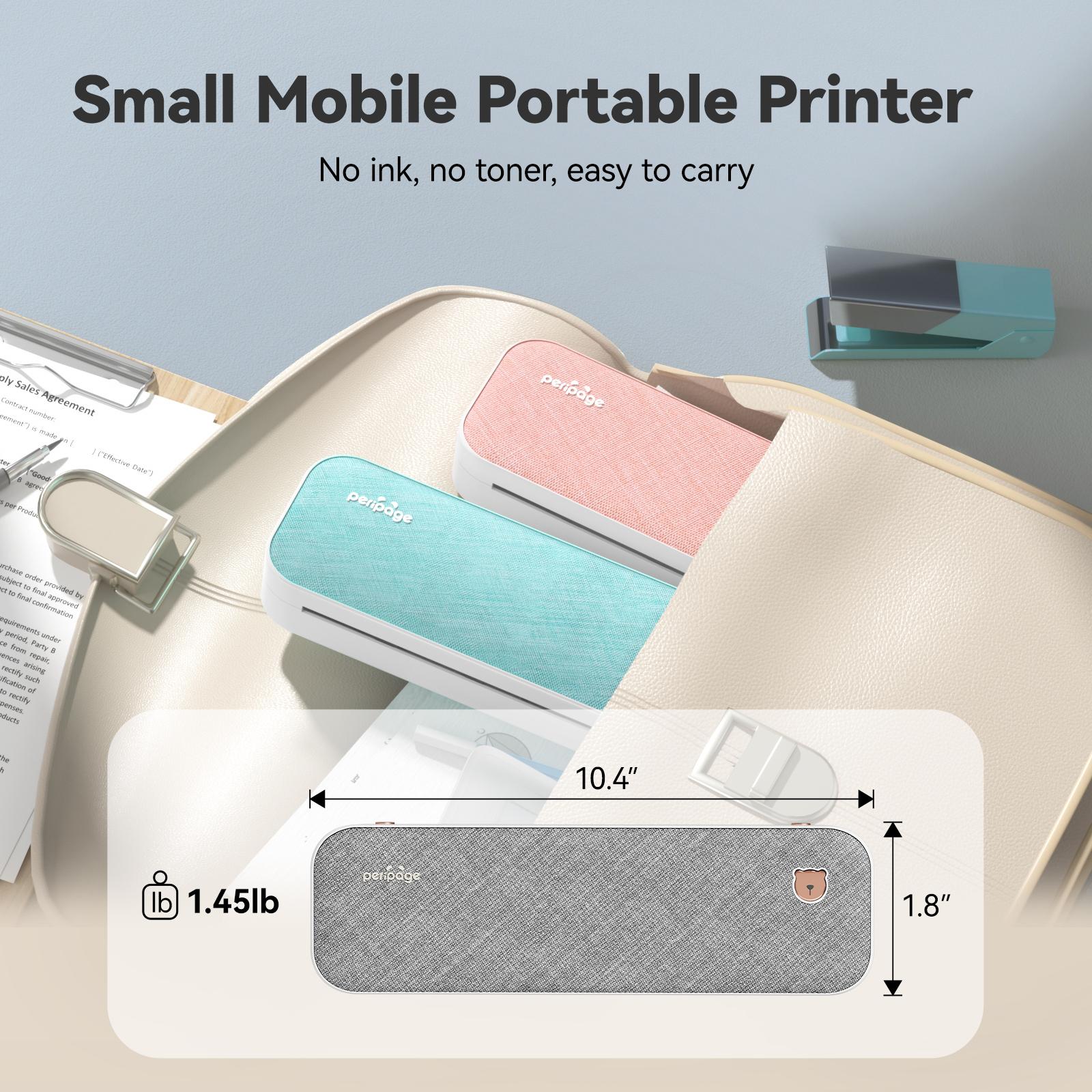 A40 Mini Thermal Printer – Wireless Inkless Bluetooth Printer for Docs, Tattoo Paper & Photos, Compatible with Android & iOS (Pink)
