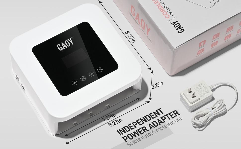 GAOY Cordless UV LED Nail Lamp for Gel Nails, Rechargeable UV Light, Professional Nail Dryer with 4 Timers, Automatic Sensor and Sensitive Mode for Fast Curing, White