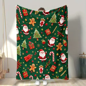 1Pc, Cozy Christmas Knee Blanket With Christmas Gnomes Holiday Festive Season Print, For Reading, TV Time,  Rides, Or Office Naps, Gentle Touch, Suitable For All Seasons, Easy To Maintain, Thanksgiving Gift, Christmas Gift For Family Or Friends